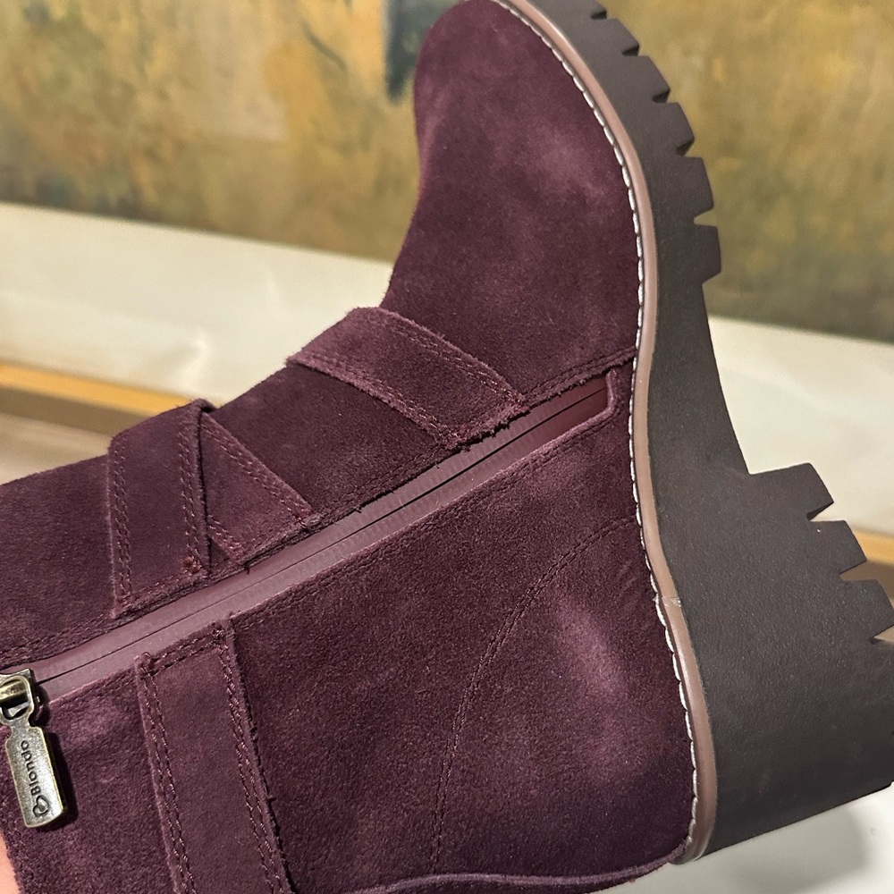 Blondo Wine Suede Buckle Ankle Boots - Picture 11 of 15